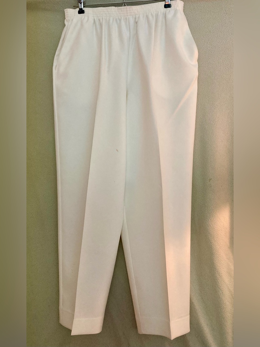 Alfred Dunner Bright White Elastic Waist Pull-on Pants Slacks Pockets Size 14